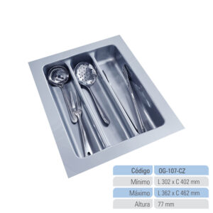 Organizador de Gaveta Porta Talheres OG-107 Cinza