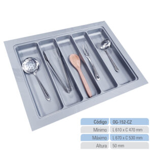 Organizador de Gaveta Porta Talheres OG-152 Cinza