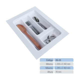 Organizador de Gaveta Porta Talheres Divisor de Talheres Organizador de Cozinha Og-20 branco