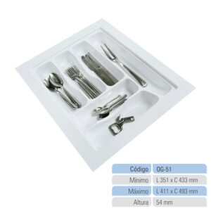Organizador de Gaveta Porta Talheres OG-51 Branco