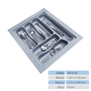 Organizador de Gaveta Porta Talheres Divisor de Talheres OG-51 Cinza